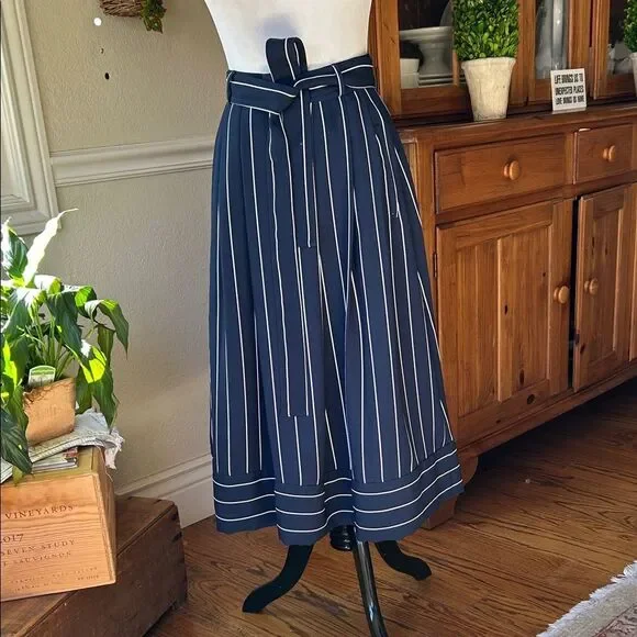 Banana Republic Striped A-Line Skirt in Navy and White - Picture 2 of 13